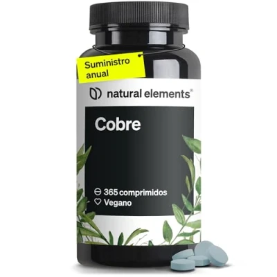 Imagen de cobre 365 comprimidos veganos 2 mg por dosis diaria de sabor neutro, altamente dosificado, sin aditivos innecesarios producido y probado en laboratorio Alemania