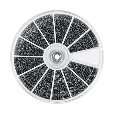 Imagen de Tornillo, 600pcs 12 tipos de tornillos pequeños tuercas kit surtido, M1 M1.2 M1.4 M1.6, para equipos comunicación, industria maquinaria relojes Glassess