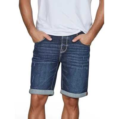 Imagen de riverso RIVTom Pantalones Vaqueros Cortos para Hombre, Corte Regular, algodón, Bermudas, Shorts, Negro, Gris y Azul, W30 W42 Black Denim (B132)