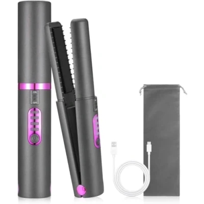 Imagen de OBEST Planchas de Pelo Inalámbrica, 2 en 1 Mini Horquillas Portátiles, Carga USB 5000mah, Calentamiento Rápido, 3 Marchas Temperatura Ajustable