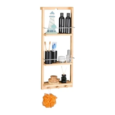 Imagen de Relaxdays Estantería para Ducha, bambú, Marrón
