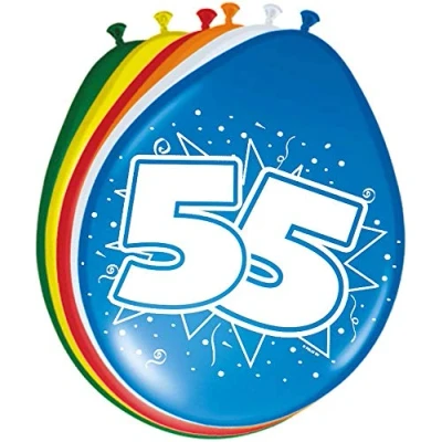 Imagen de Folat B.V. Zahl Globos de cumpleaños número 55, Multicolor, Costumes (08226)