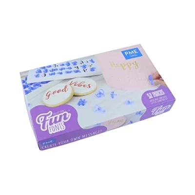 Imagen de PME Alphabet Stamp Set of 52, Upper and Lower Case, Collection 1 Fun Fonts Letras del Alfabeto en Mayúsculas y Minúsculas para el Diseño de Tartas, Juego Colección