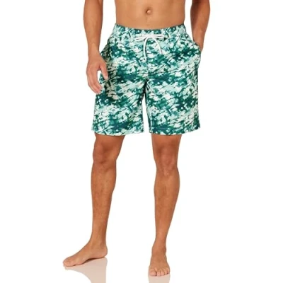 Imagen de Amazon Essentials Bañador con 23 cm de Pernera, Corte Holgado y Secado Rápido colores interrumpidos Hombre, Verde Agua Teñido Anudado, XS