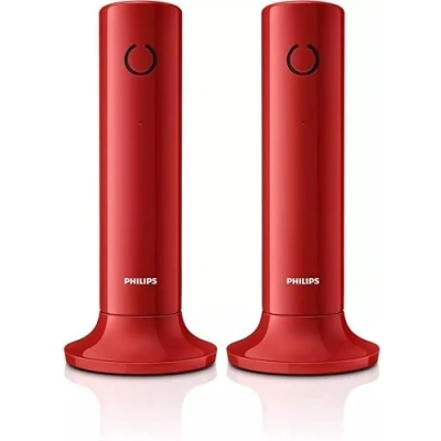 Imagen de Philips M4502R/34 Teléfono Fijo Inalámbrico, Pantalla 1,6&#039;&#039;, LCD, Retroiluminación, Altavoz Integrado, Manos Libres, HQ Sound, Delgado y Compacto Rojo (Compatible: ES, IT, FR)