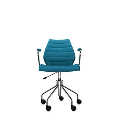 Imagen de Kartell Maui Soft, Silloncito Con ruedas y elevador a gas, Reposabrazos, Azul Petróleo