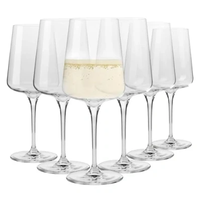 Imagen de Krosno Copas de vino blanco y espumoso Set 6 unidades Elegantes Crystal Glass Vidrio sin plomo Perfectos para Hogar, Restaurante Fiesta Aptas el lavavajillas