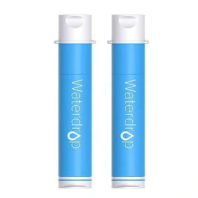 Imagen de Waterdrop Pajita de Filtro Agua para Senderismo, Sistema Filtración Portátil Acampar, Purificador Potable Emergencia, Mochila Viaje, 2 Paquetes Azul