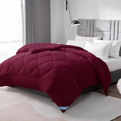 Imagen de WAVVE Edredón Relleno Nórdico 240x260 cm para Cama 180/160 / 200, de Fibra 300gr/m², Ligero, Suave, Transpirable (260x240 cm, Burdeos)