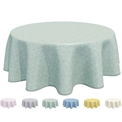 Imagen de Home Direct Mantel de hule redondo PVC, fácil limpiar, 160 cm, color verde salvia