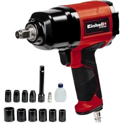 Imagen de Einhell Llave neumática de impacto TC PW 610 (par torsión máximo Nm, incluye 10 tomas, botella aceite, boquilla, alargador 125 mm)