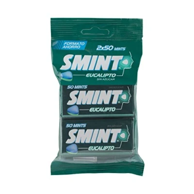 Imagen de Caramelos Smint Twinpack, Sabor Eucalipto, Sin Gluten, Azúcar, 2x50 unidades, 70g