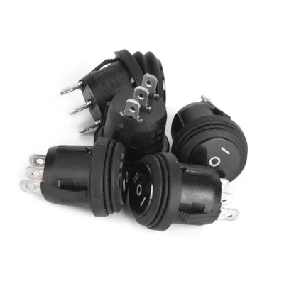 Imagen de 5Pcs 3 Posiciones On/Off/On Interruptor Basculante Redondo Negro A Presión Pines de Bloqueo Barco Butto 10A/125V 6A/250V