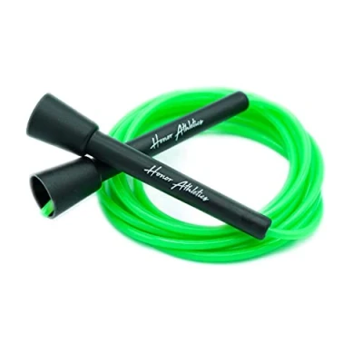 Imagen de Honor Athletics Cuerda de velocidad, comba saltar, ideal para doble bajo, boxeo, MMA, condición entrenamiento cardiovascular, ajustable 10 pies (Verde Neón)