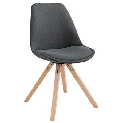 Imagen de Silla de Visita Toulouse Squar en Tela I Comedor con Respaldo Espera Base Madera Butaca Salón Nórdica Color:, Color:Gris Oscuro, Color del Marco:Natura