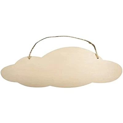Imagen de Rayher Nube madera para colgar, personalizable, con cuerda yute, 40x20 cm, 62847505