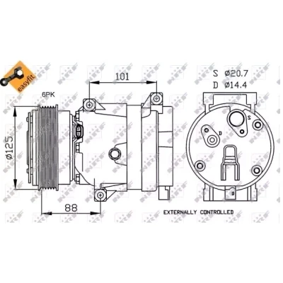 Imagen de NRF 32231 compresor de Aire Acondicionado V5 12 PAG 150 con aceite PAG, junta anular EASY FIT RENAULT: LAGUNA 2, 2 Grandtour