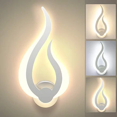 Imagen de Lightess Apliques de pared LED Regulable 3 Temperatura Color Interior 10W Lámpara Moderno Forma Llama Luz Aluminio y Acrílico Iluminación para Sala Estar, Dormitorio, Pasillo