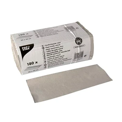 Imagen de Papstar, 180 Hojas de Papel Toalla 31 cm x 25 Natural, Pliegue C, 1 Capa, # 84821