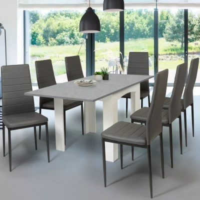 Imagen de IDMarket Mesa de comedor extensible rectangular Dona 6 8 personas bandeja efecto hormigón 80 160 cm