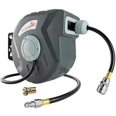 Imagen de Poppstar carrete para manguera de aire (manguera: 10m + 1m, diámetro interno 5/16&quot;(8x12mm), 3/8&quot;BSPT), herramienta retráctil enrollado automático