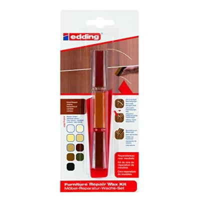 Imagen de edding 8901 juego de cera reparadora muebles negro para rellenar y reparar arañazos agujeros en otras superficies madera