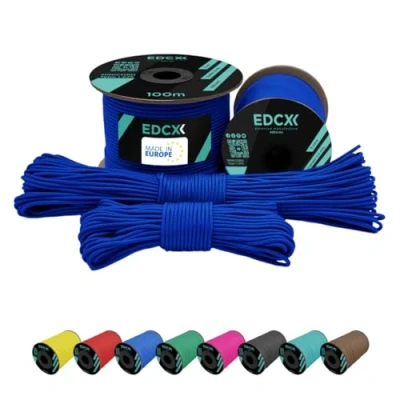 Imagen de EdcX 2 mm Nylon Paracord 275 (15, 30, 50 and 100 m) 100% Rope, 3 Strand Cord, Cord in Many Colours (Blue, 30