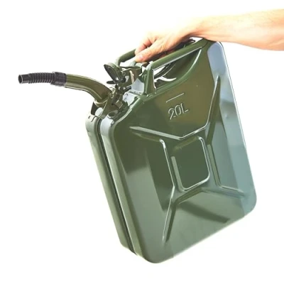 Imagen de BW© Bidón de combustible metal 20 litros con boquilla Verde oliva RAL 6003 Certificado TÜV y homologación UN Fabricado en Europa