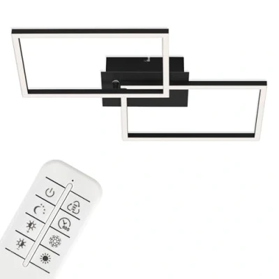 Imagen de BRILONER Lámpara LED, Techo Regulable, Remoto, Control de Temperatura Incluido, función luz Nocturna y Temporizador, Negro, 500 x 388 78 mm