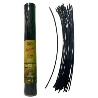 Imagen de Avalon Tiras de Hilo Dentado Nylon Precortado para desbrozadora y Cortacésped (4 mm 80 Unidades) Compatible con Cabezales multihilo pomos Aluminio cortacesped