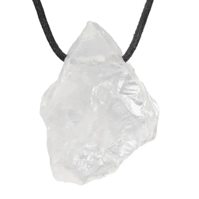 Imagen de Lebensquelle Plus colgante de piedra en bruto, perforado con cinta algodón, natural, Cristal roca