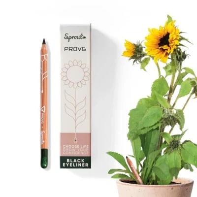 Imagen de SproutWorld &amp; PROVG Delineador de Ojos Resistente al Agua Lápiz Negro Plantable Kohl/Delineador Kajal 2 en 1 Vegano Con Semillas Girasol Regalo Maquillaje Caridad