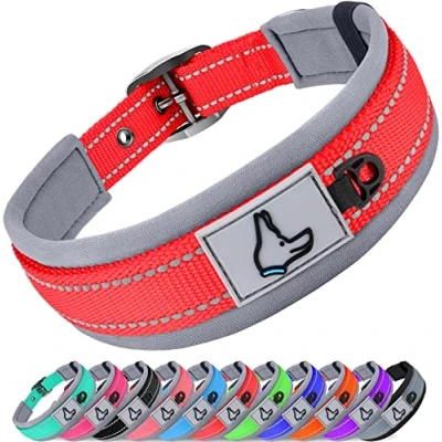 Imagen de Joytale Collar Perro, Resistente Perro Grande, Reflectante Ajustable Perros de Acolchado Neopreno Nylon, Rojo, XL