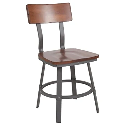 Imagen de Flash Furniture Asientos para restaurantes, Madera, Nogal rústico