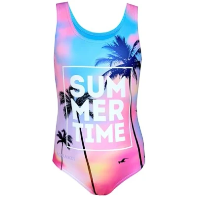 Imagen de Aquarti Bañador con un Estampado para Niñas, Verano/Tiempo/Azul/Rosa/Púrpura, 140