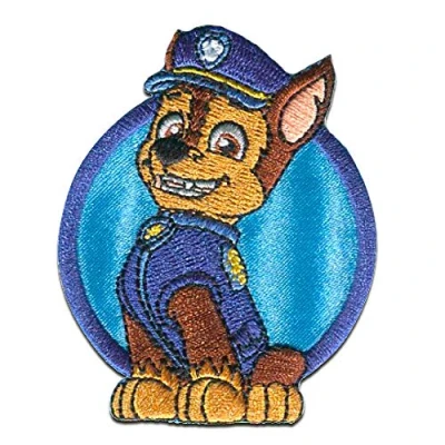 Imagen de Patrulla Canina &#039;Chase 1&#039; Parches termoadhesivos bordados aplique para ropa, tamaño: 7 x 6 cm