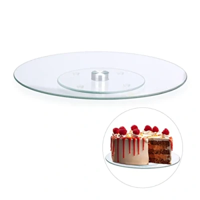 Imagen de Relaxdays Plato Giratorio Tartas para Servir y Decorar, Vidrio, Transparente, ∅ 30 cm