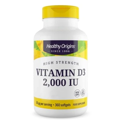 Imagen de Healthy Origins, Vitamina D3, 2.000UI, Dosis Depot, 360 Cápsulas blandas, Probadas en Laboratorio, Sin Gluten, Soja, No GMO