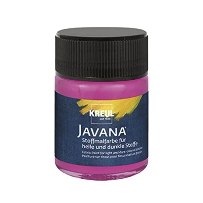 Imagen de KREUL 91969 Pintura Javana para tejidos claros y oscuros, 50 ml magenta cristal, color brillante a base de agua, carácter pastoso, estampar estarcir