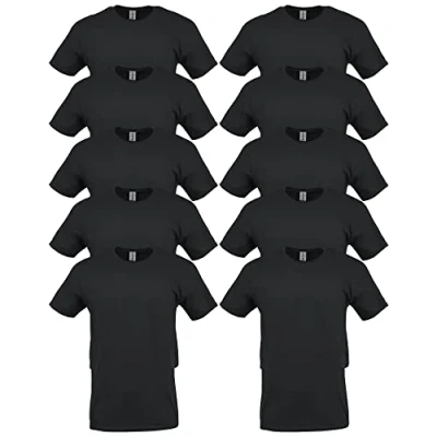 Imagen de Gildan Camiseta de Algodón Grueso, Estilo G5000, para Hombre, Black (10 pack), S