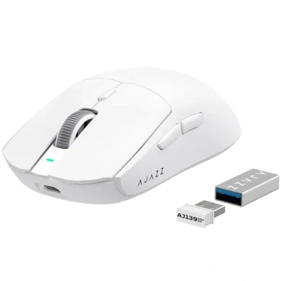 Imagen de ATTACK SHARK AJAZZ AJ139PRO Ratón inalámbrico para juegos 4K, ultraligero (65g), sensor PAW3395, 26000 DPI, 4KHz, 2,4 Ghz/USB C con cable, 6 botones de programa, batería 700 h, PC/MAC Blanco