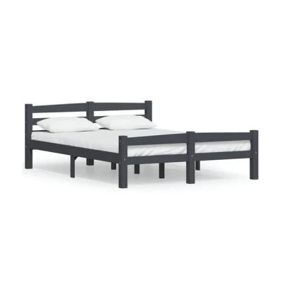 Imagen de vidaXL Estructura Cama sin colchón Madera Pino Gris Oscuro 120x200 cm, Cama, de Metal, Muebles Dormitorio