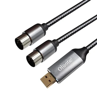 Imagen de Oluote Convertidor de Interfaz Cable MIDI a USB 5 Pines DIN Macho * 2P (IN + OUT) Para PC Laptop Teclado Piano Profesional en Home (3m)