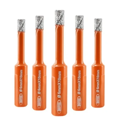 Imagen de BGTEC Juego Brocas diamante Seco 5 piezas 6mm Corona de soldada al vacío con mango triangular 10mm para cerámica gres porcelánico mármol granito piedra artificial