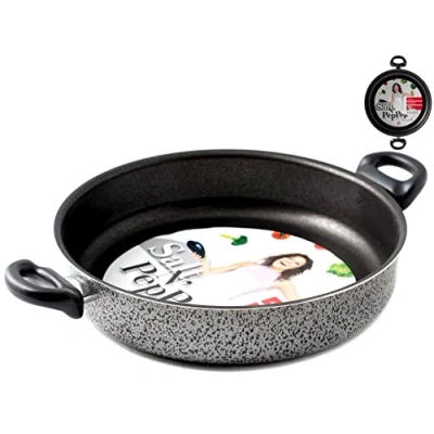 Imagen de Home Salt N&#039;Pepper Tegame Antiaderente con 2 Manici, Alluminio, Nero/Grigio, 30 cm