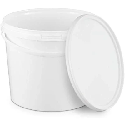 Imagen de BenBow Cubo con Tapa 5l Blanco 100x 5 litros Seguro para los Alimentos, Estable, hermético, a Prueba de Fugas, Inodoro plástico asa vacío