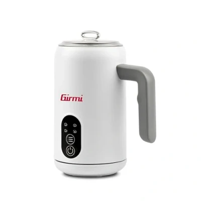 Imagen de Girmi ML53 espumador de leche, 500 W, capacidad 300 ml, apagado automático, 4 funciones, leche caliente, espuma fría, caliente y densa, base apoyo controles táctiles, blanco
