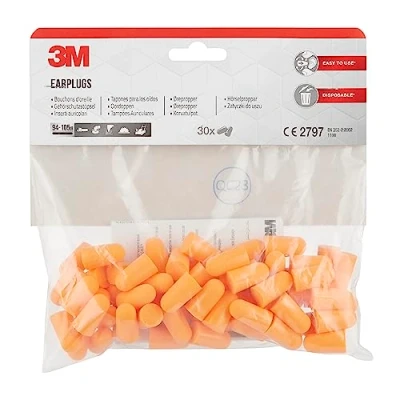 Imagen de 3M Tapones para los oídos 1100C30, ligeros, de espuma suave y cómodos, protección auditiva contra niveles ruido comprendidos entre 94 105 dB (SNR: 37 dB), 30 pares