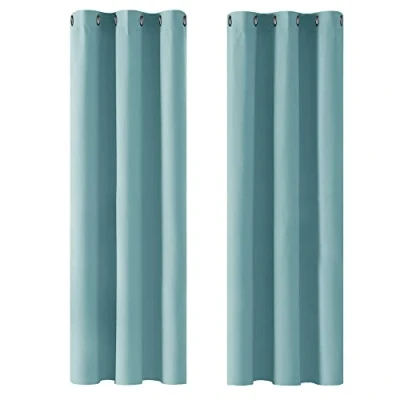 Imagen de Deconovo Cortinas de Dormitorio Opacas para Interiores, 2 Piezas, 183 cm Alto, térmicas aislantes Lisas con ollados, 107 x (Ancho Alto), Azul Claro