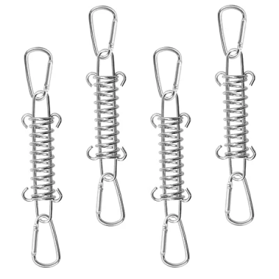Imagen de 4 Piezas Resortes de Tensión Tienda Muelle Tensor Resorte Acero Inoxidable Traccion con 8 Mosquetones para Campaña toldo Accesorios Plata Resistente ao Vento